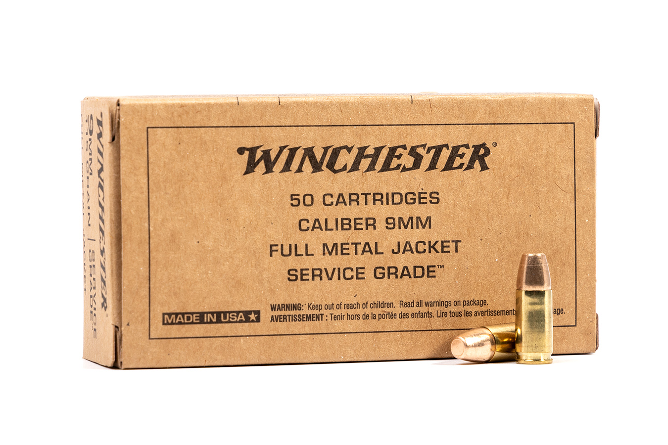 WINCHESTER AMMO 9MM 115 GR SERVICE GRADE FMJ