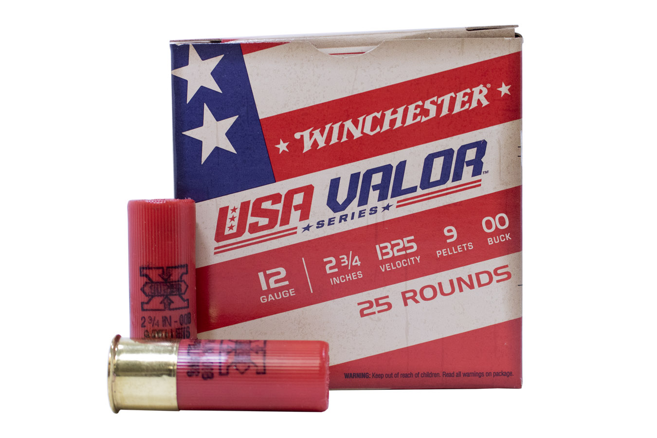 WINCHESTER AMMO 12 GAUGE 2-3/4 IN 9 PELLET 00 BUCK USA VALOR LIMITED EDITION 25/BOX