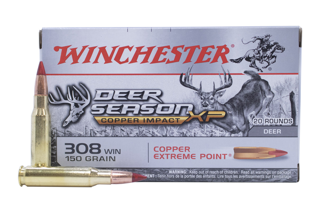 WINCHESTER AMMO 308 WIN 150 GR COPPER EXTREME POINT DEER SEASON XP 20/BOX