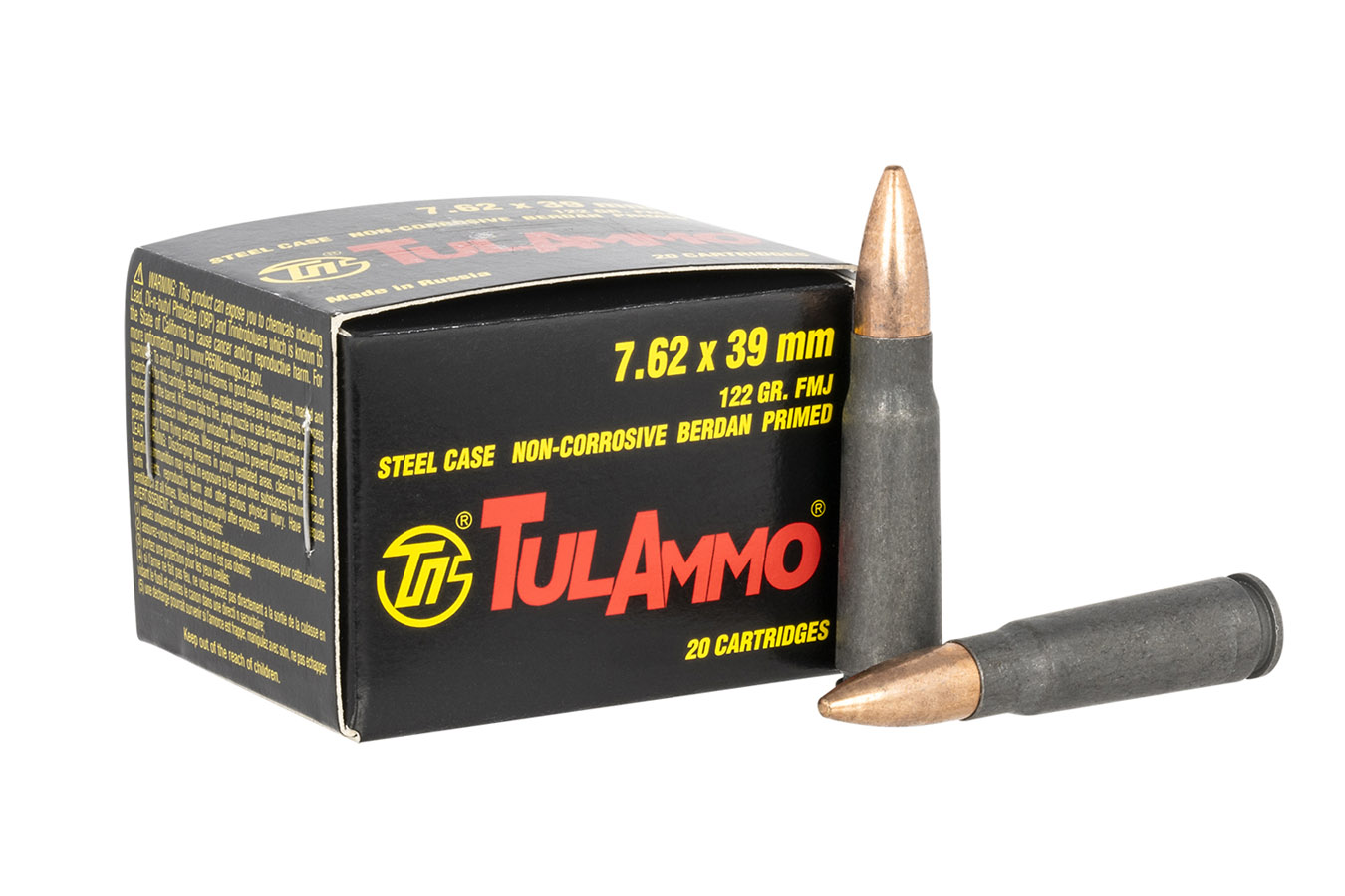 Tula Ammo 7.62X39mm 122 gr FMJ Steel Case 20/Box