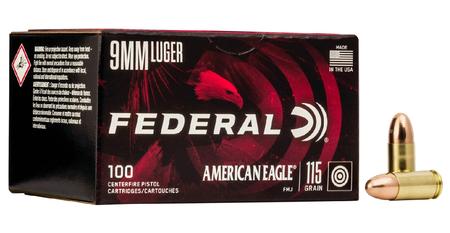 Federal 9mm Luger 115 gr FMJ American Eagle 100/Box
