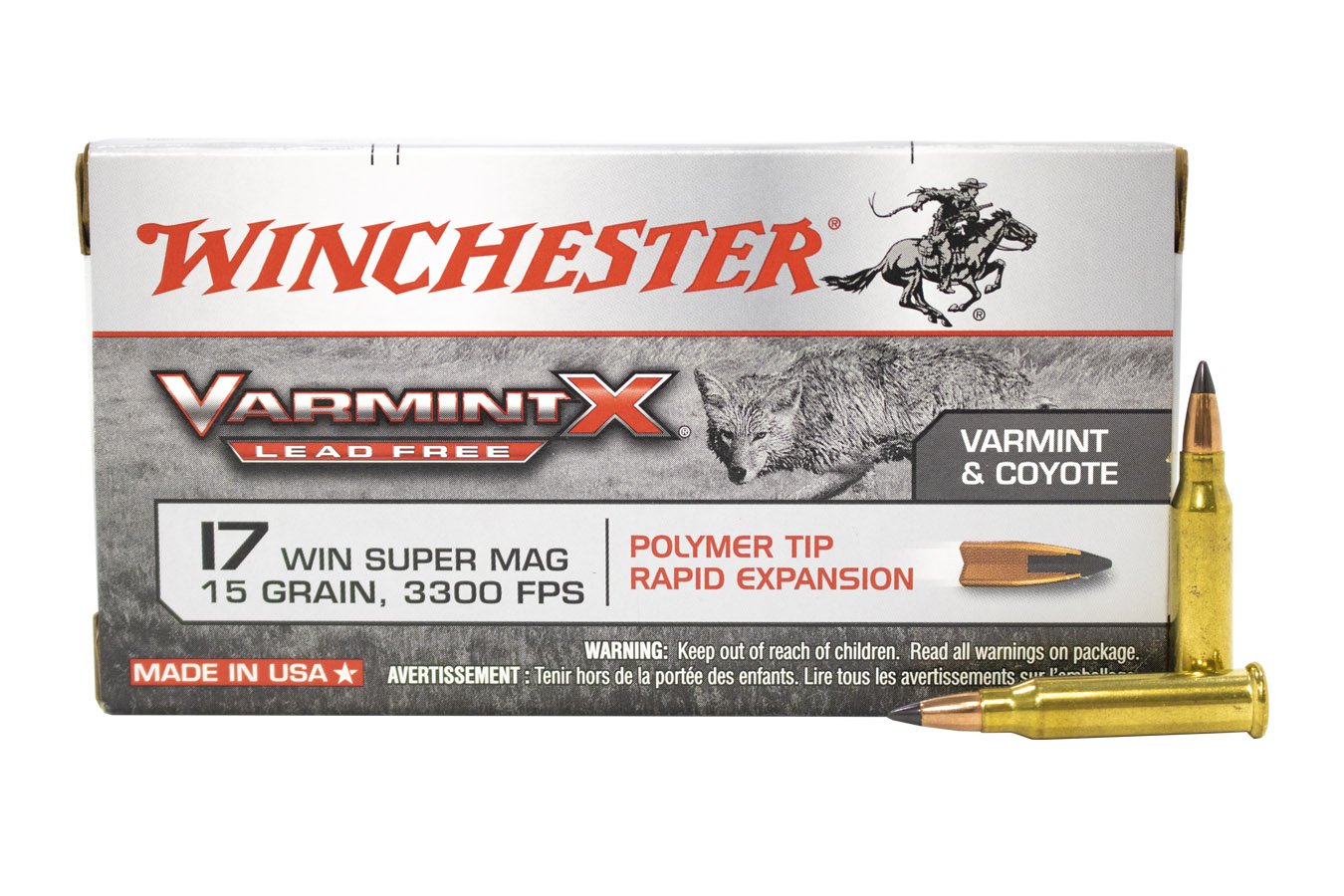 WINCHESTER AMMO 17 WSM 15 GR POLYMER TIP RAPID EXPANSION VARMINT X LEAD FREE 50/BOX