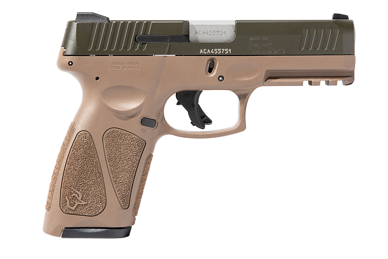 TAURUS G3 9MM FULL-SIZE PISTOL WITH TAN FRAME AND OD GREEN SLIDE