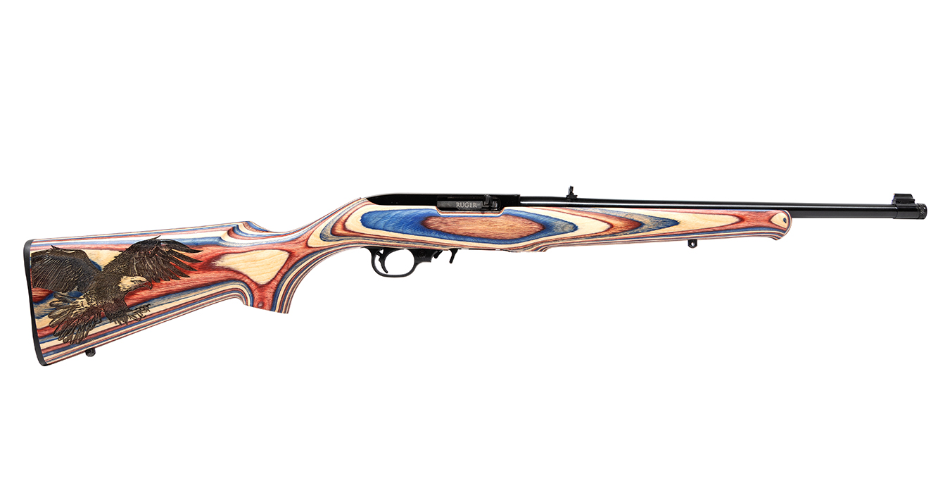 RUGER 10/22 USA SHOOTING SEMI-AUTO RIMFIRE RIFLE WITH ENGRAVED EAGLE STOCK