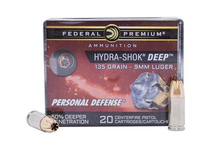 Federal 9mm 135 gr HP Hydra-Shok Deep 20/Box