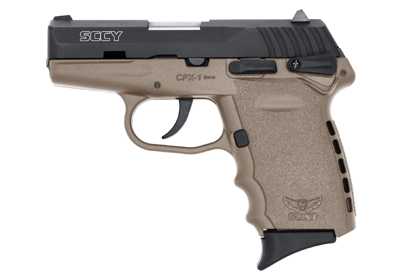 SCCY CPX-1 9MM PISTOL WITH DARK EARTH FRAME AND BLACK NITRIDE FINISH