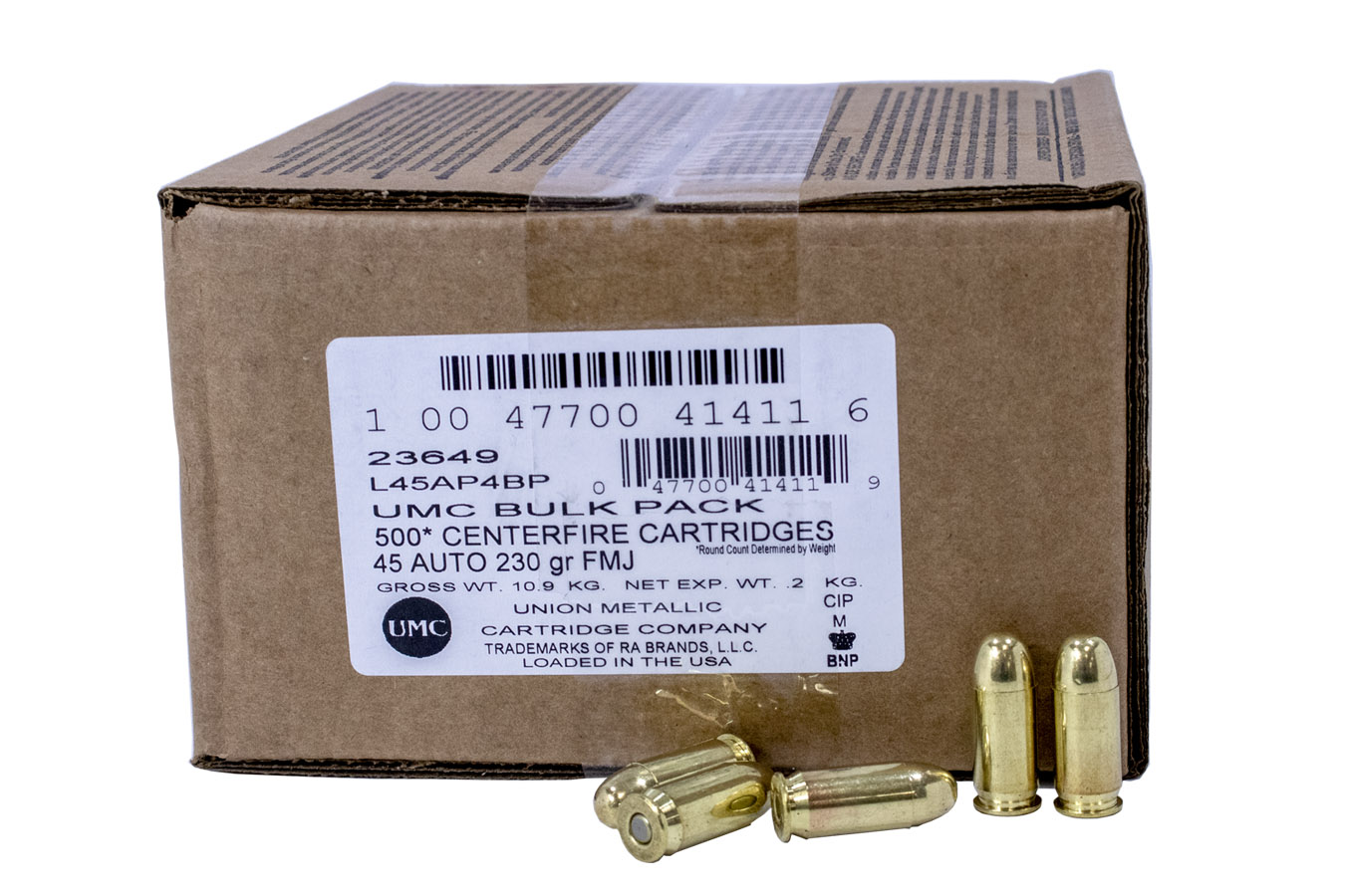 REMINGTON 45 AUTO 230 GR FMJ BULK PACK LOOSE 500/BOX