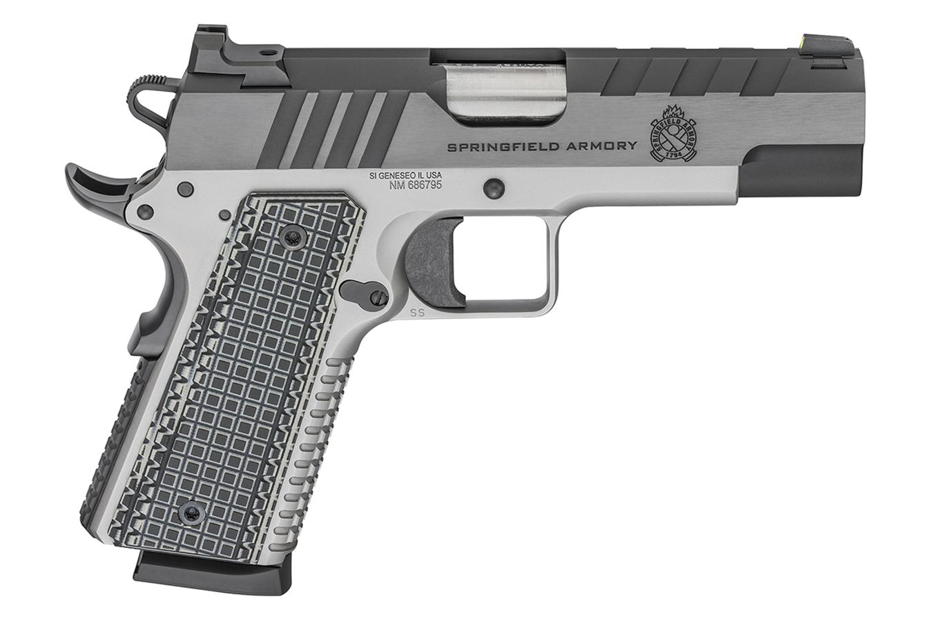 SPRINGFIELD 1911 EMISSARY 45 ACP COMPACT PISTOL WITH STAINLESS FINISH AND G10 GRIPS