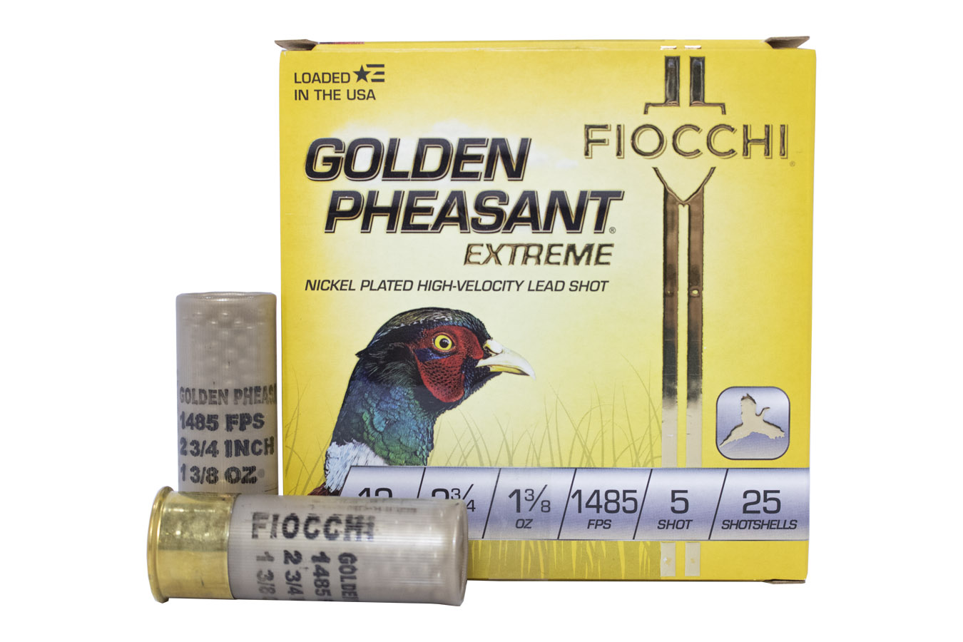 FIOCCHI 12 GAUGE 2.75 IN 1 3/8 OZ 5 SHOT GOLDEN PHEASANT 25/BOX