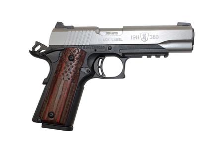 BROWNING FIREARMS 1911-380 BLACK LABEL PRO PISTOL STAINLESS STEEL WITH AMERICAN FLAG DETAIL