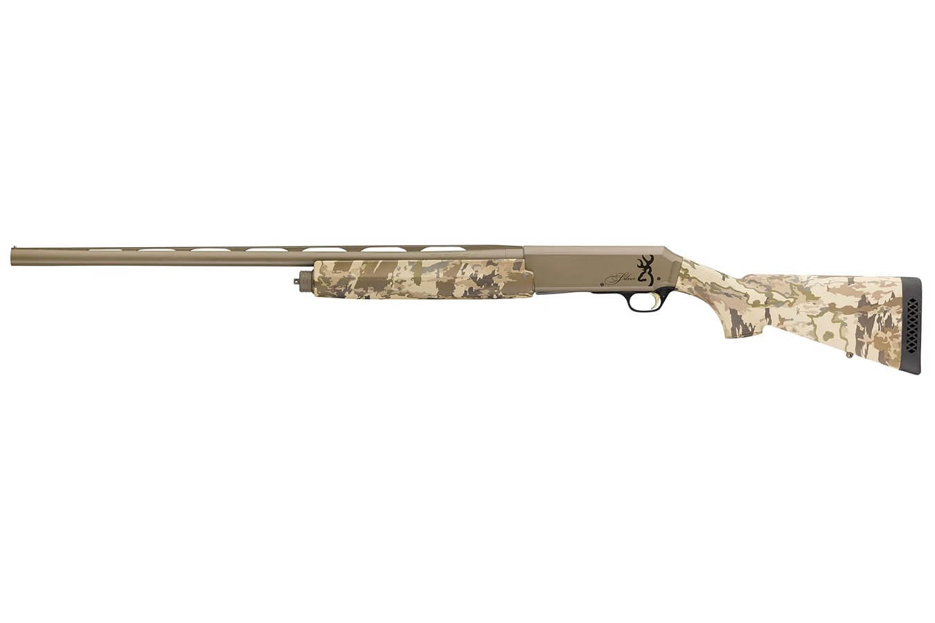 BROWNING FIREARMS Silver Field 12-Gauge Semi-Auto Shotgun with FDE Cerakote Finish and Camo Stock