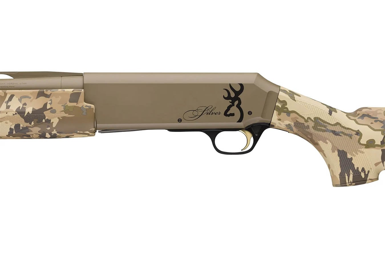 BROWNING FIREARMS Silver Field 12-Gauge Semi-Auto Shotgun with FDE Cerakote Finish and Camo Stock