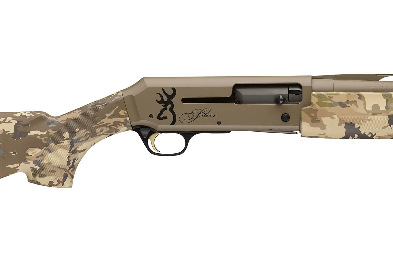 BROWNING FIREARMS Silver Field 12-Gauge Semi-Auto Shotgun with FDE Cerakote Finish and Camo Stock