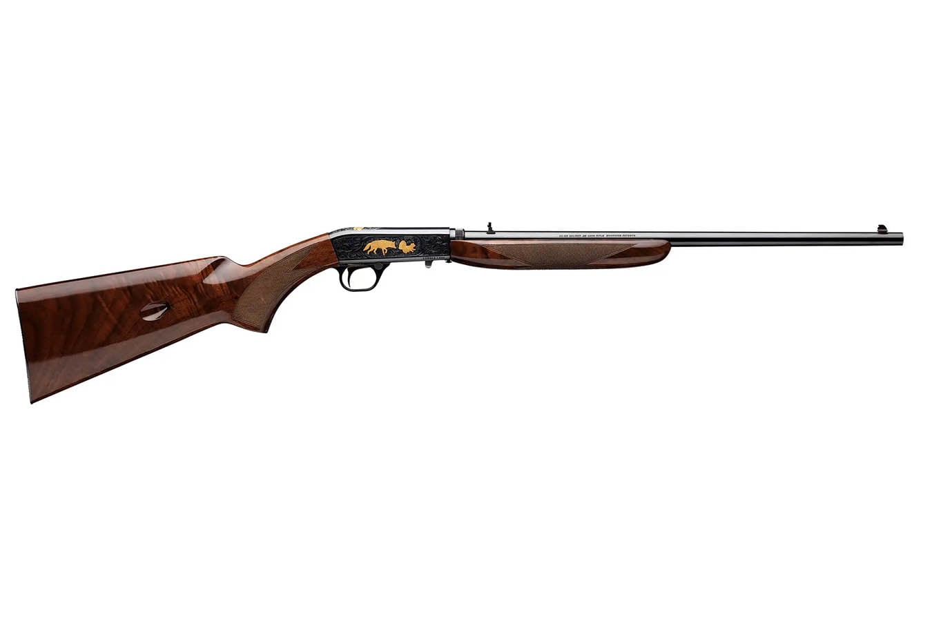 Browning SA-22 2LR Semi-Auto Rifle with Grade VI Stock and Gold Engraved Game Scene