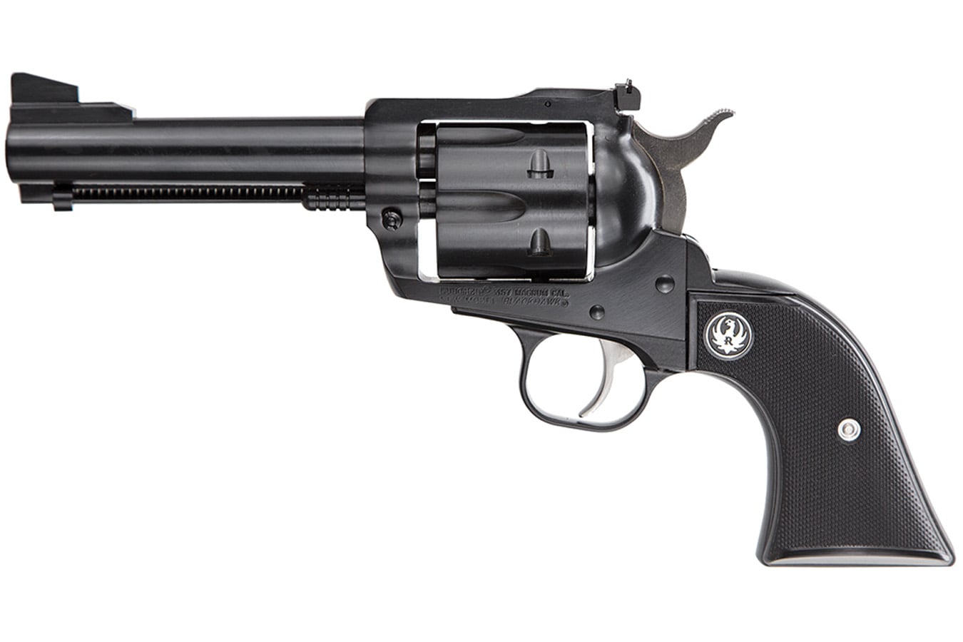 RUGER New Model Blackhawk 357 Magnum Revolver with Black Checkered Hard Rubber Grips
