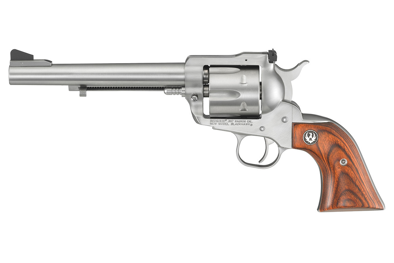 RUGER Blackhawk 357 Mag Satin Stainless Revolver with Hardwood Grips
