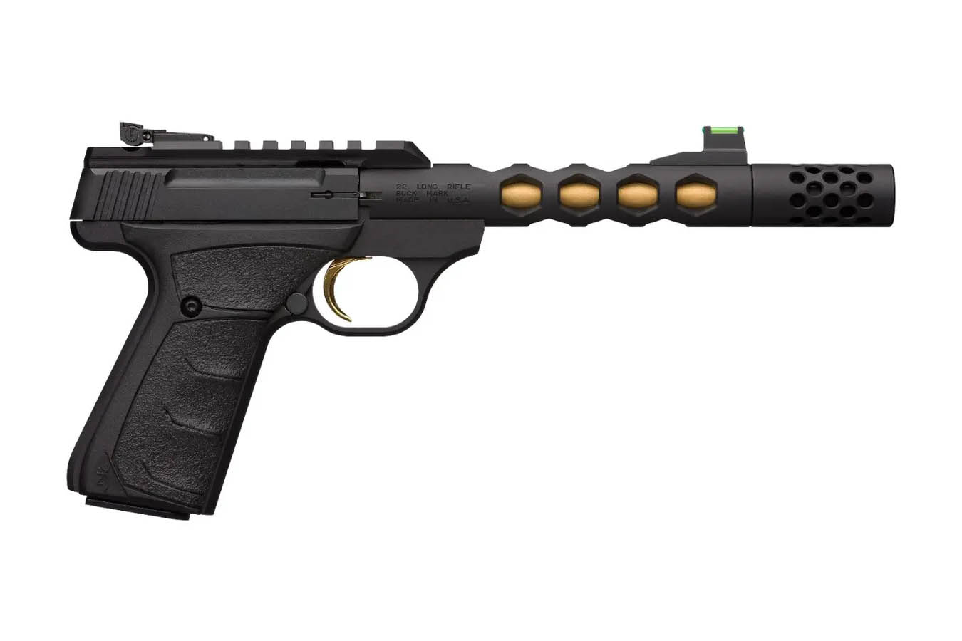 BROWNING FIREARMS Buck Mark Plus Vision 22LR Black/Gold Suppressor Ready Rimfire Pistol