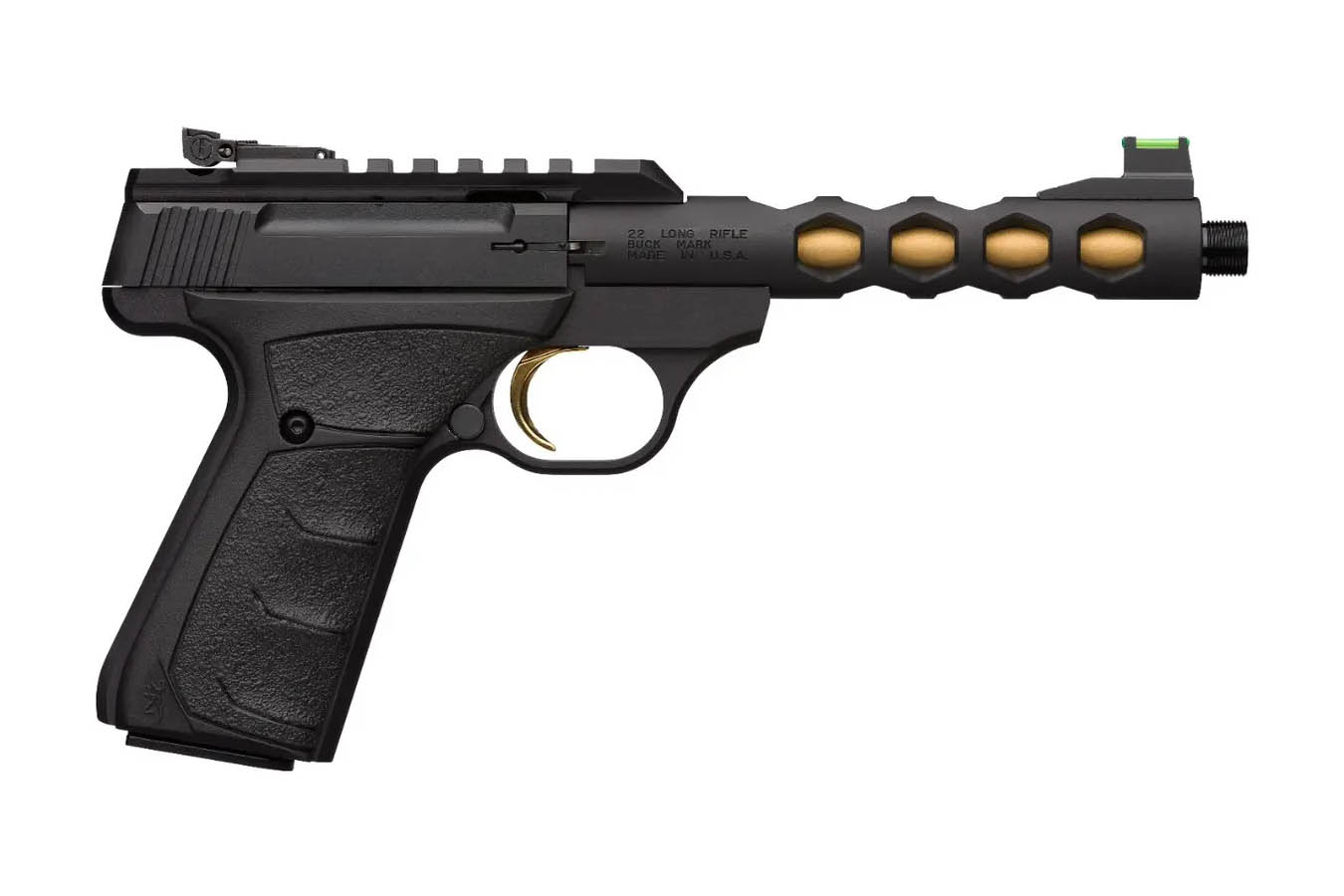 BROWNING FIREARMS Buck Mark Plus Vision 22LR Black/Gold Suppressor Ready Rimfire Pistol