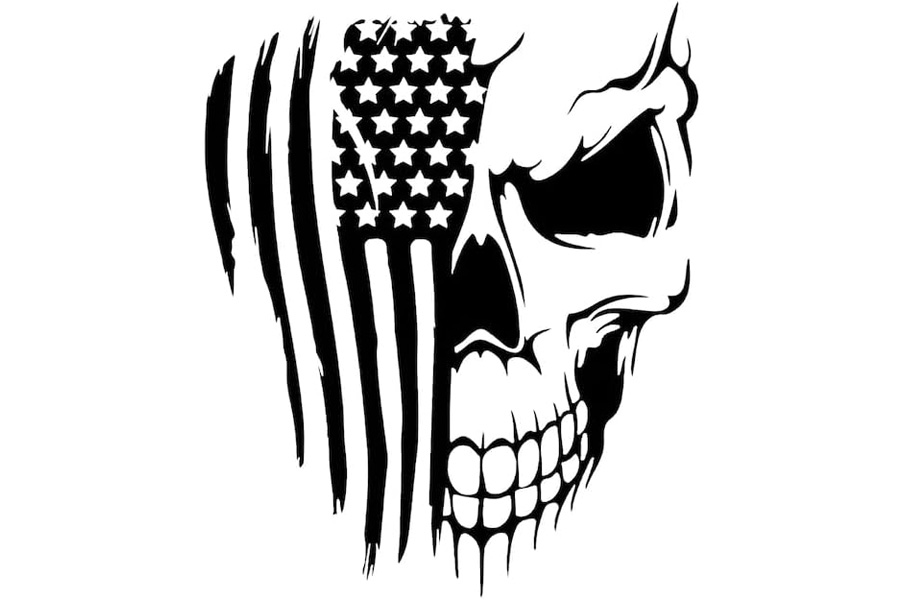 Lynco 6x8 Distressed American Flag Skull Vinyl Decal