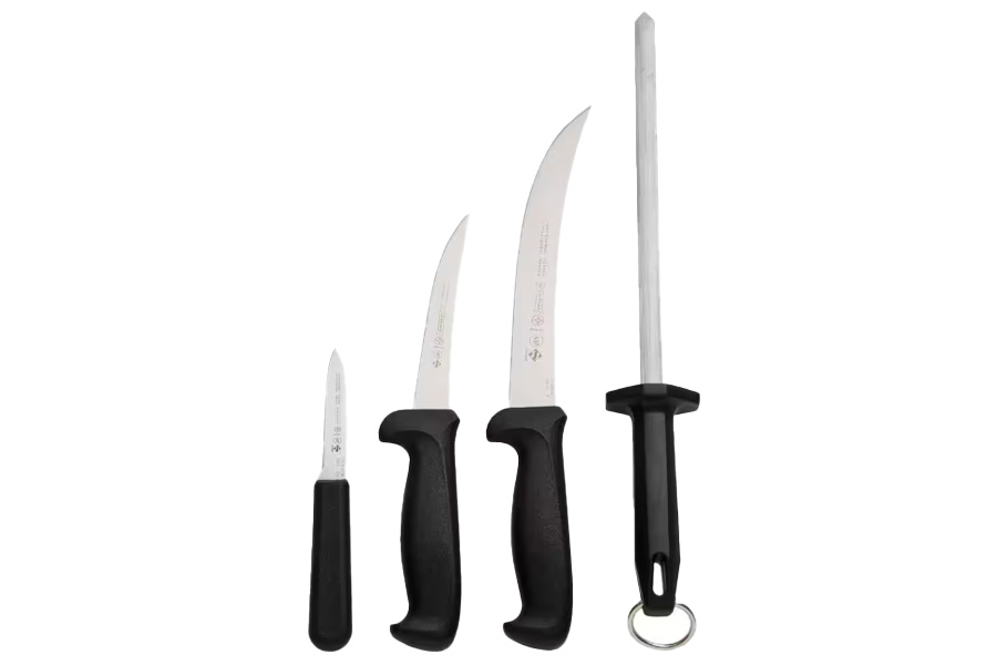 LEM Mundial Stainless Steel Partial Tang Hunter's Knives and Sharpener Kit