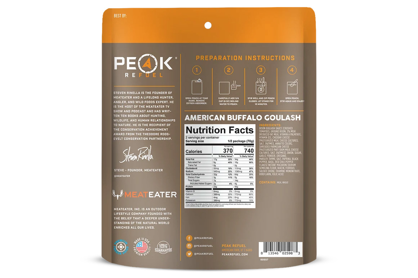 Peak Refuel American Buffalo Goulash Premium Freeze-Dried Meal