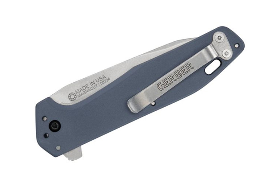 GERBER LEGENDARY Fastball Liner Lock Flipper Knife 3 Inch CPM-MagnaCut Stonewashed Wharncliffe Blade Blue Aluminum Handles
