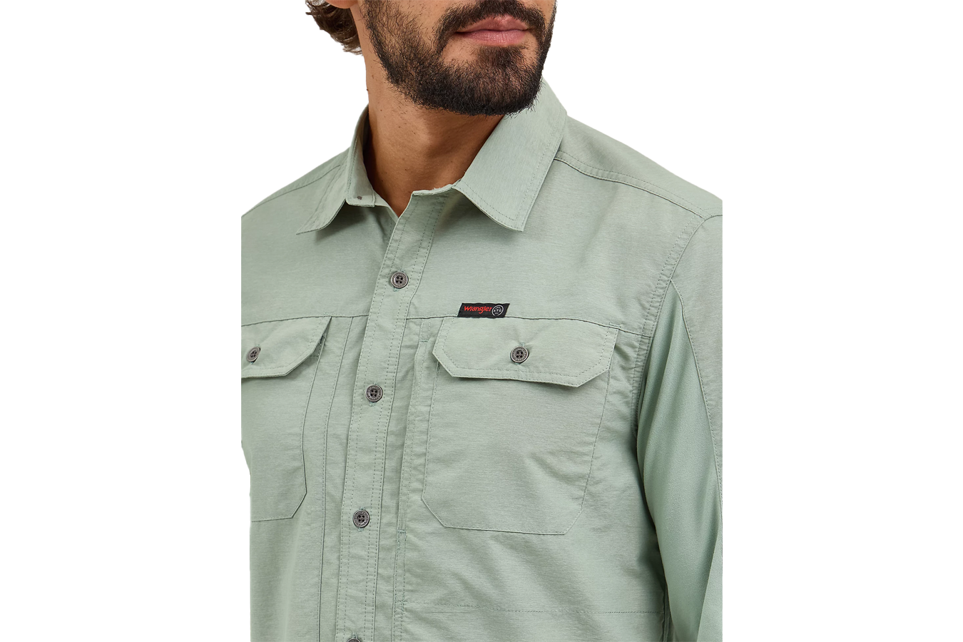 Wrangler ATG Men's Mix Material Long Sleeve Shirt - Iceberg Green