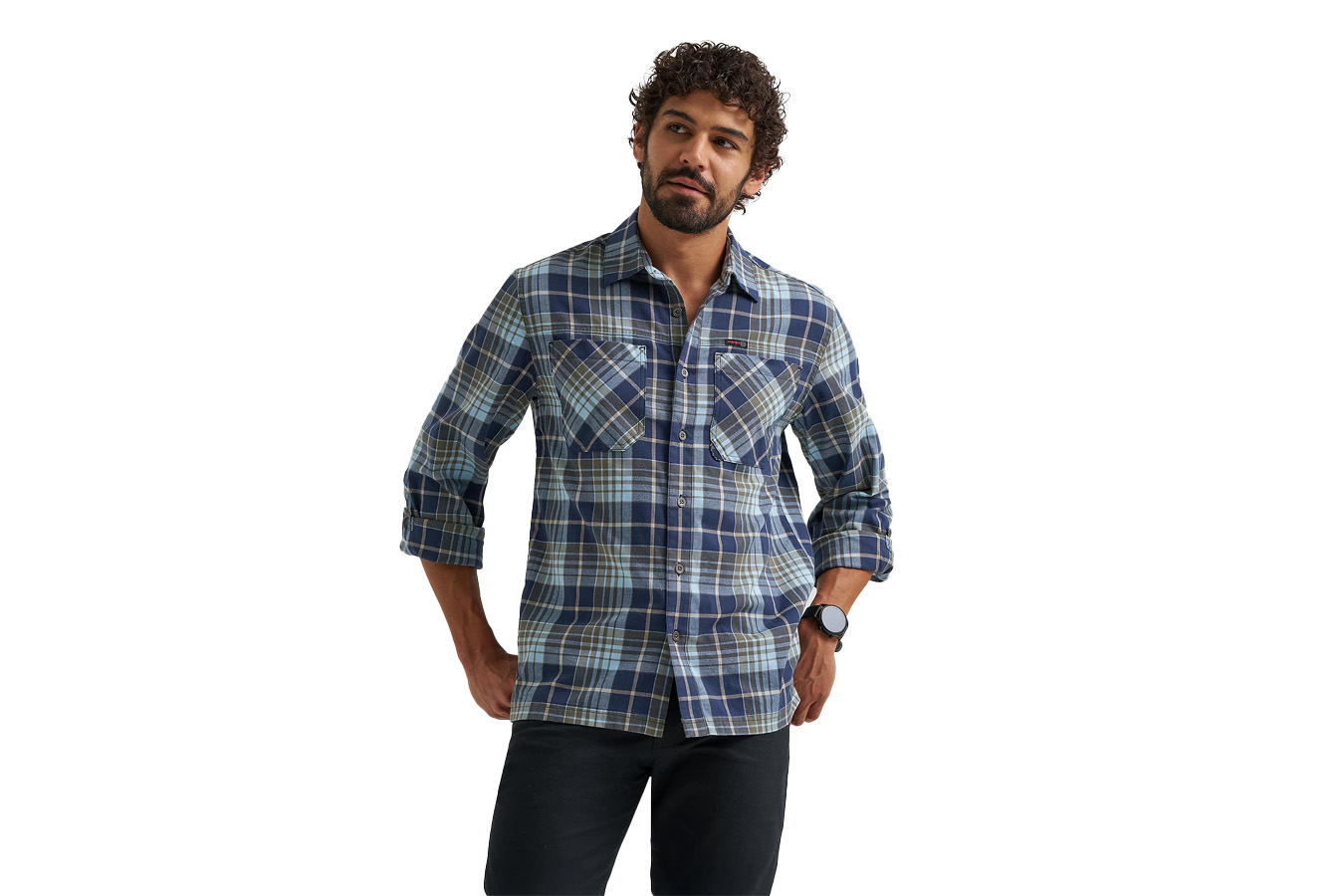 Wrangler ATG Men's Adventure 365 Plaid Shirt - Finch Blue Nights