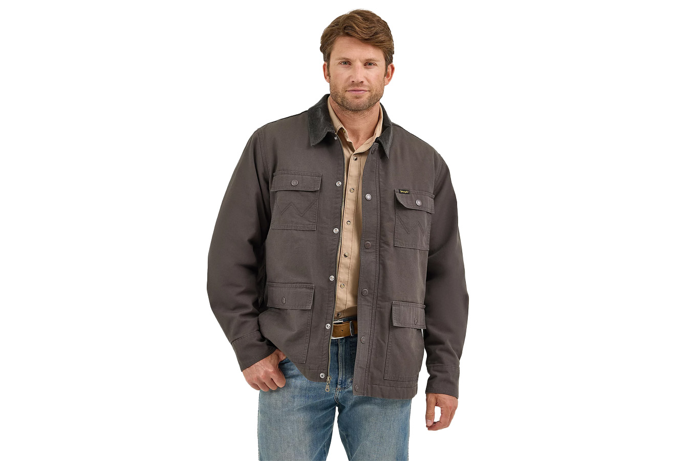 Wrangler Mens Western Lined Zip Front Barn Coat