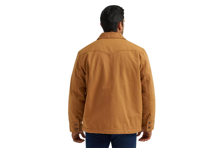 Wrangler Western Lined Canvas Barn Coat, Brown Sugar Waxed Cotton Canvas Coat with Quilted Flannel Lining