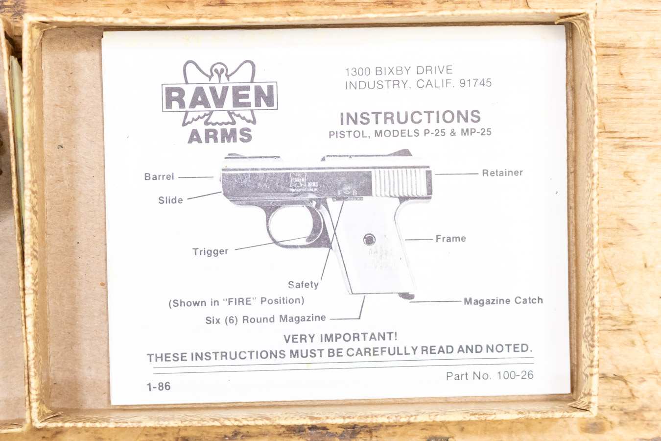 Raven Arms MP-25 25 ACP Police Trade-in Pistol with Original Box and Manual  | Sportsman's Outdoor Superstore