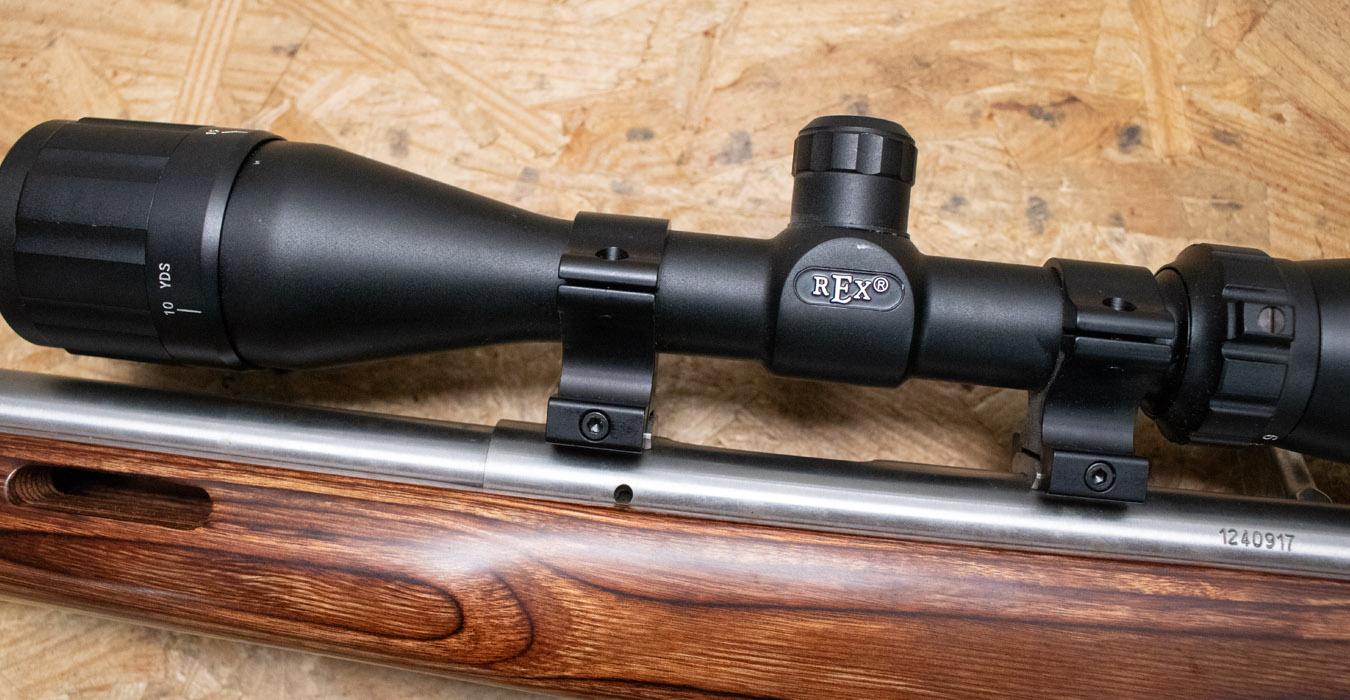 SAVAGE 93R17 17HMR Stainless Police Trade-In Bolt Action Rifle with Thumbhole Stock and Scope