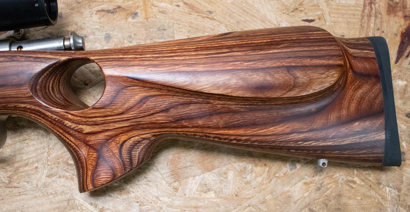 SAVAGE 93R17 17HMR Stainless Police Trade-In Bolt Action Rifle with Thumbhole Stock and Scope