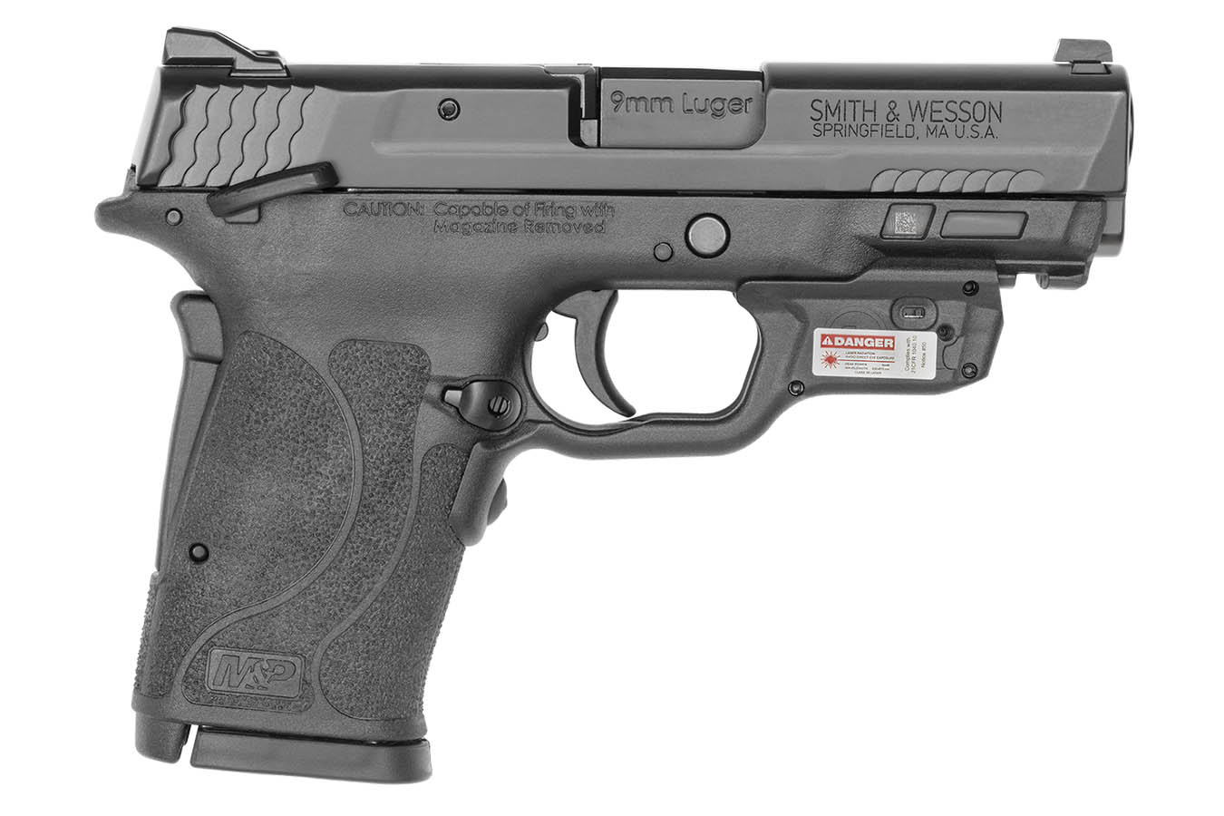 SMITH AND WESSON M&P9 Shield M2.0 EZ 9mm Pistol with Crimson Trace Red Laserguard and Thumb Safety
