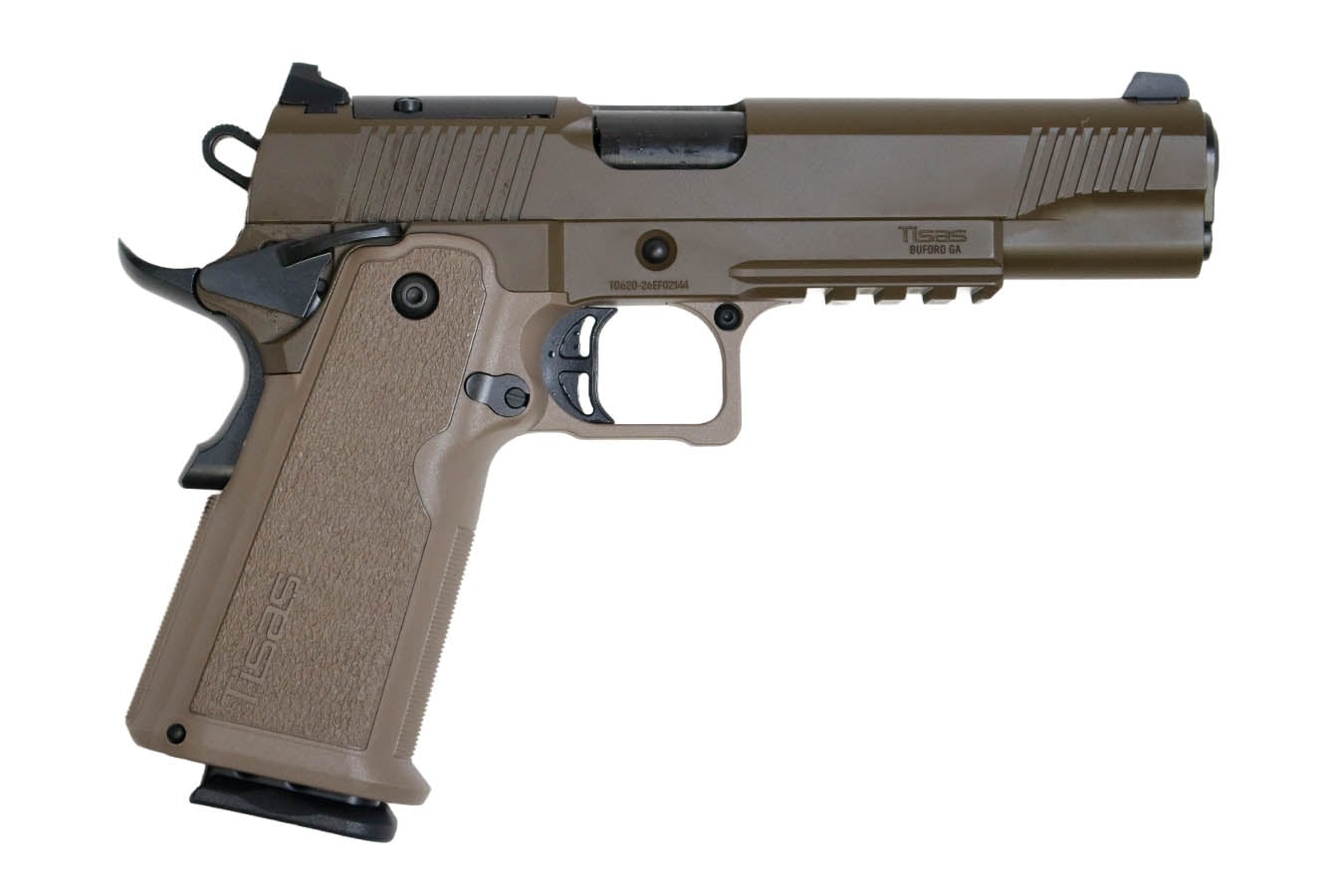 TISAS 1911 Duty DS 9mm Optic Ready Double Stack 1911 Pistol with FDE Frame and Patriot Brown Slide