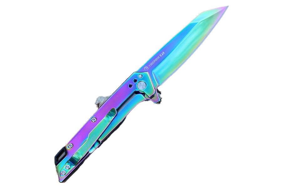 Kershaw Knives 3 Inch Misdirect Flipper A/O, Rainbow SS
