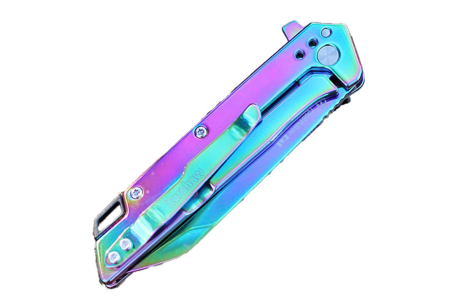 Kershaw Knives 3 Inch Misdirect Flipper A/O, Rainbow SS