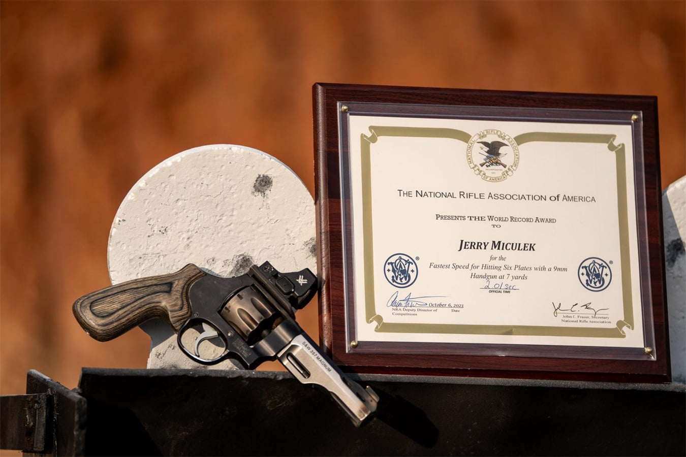 SMITH AND WESSON PC 327 WR Jerry Miculek World Record 9mm Revolver w/ Vortex Red Dot