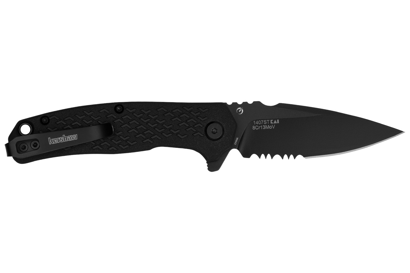 Kershaw Knives Conduit Folding Pocket Knife - Black, Serrated