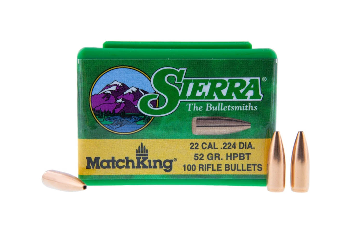 SIERRA BULLETS 22 Caliber 52gr HPBT Rifle Bullets 100/Box