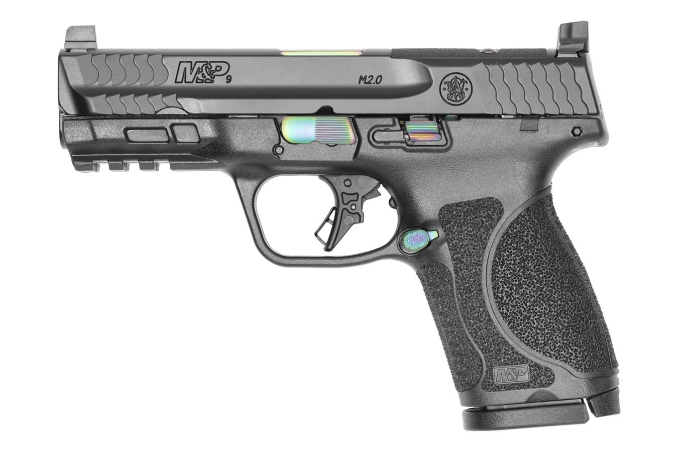 SMITH AND WESSON M&P9 M2.0 Compact 9mm Optic Ready Pistol with Turquoise PVD Coated Barrel and Controls