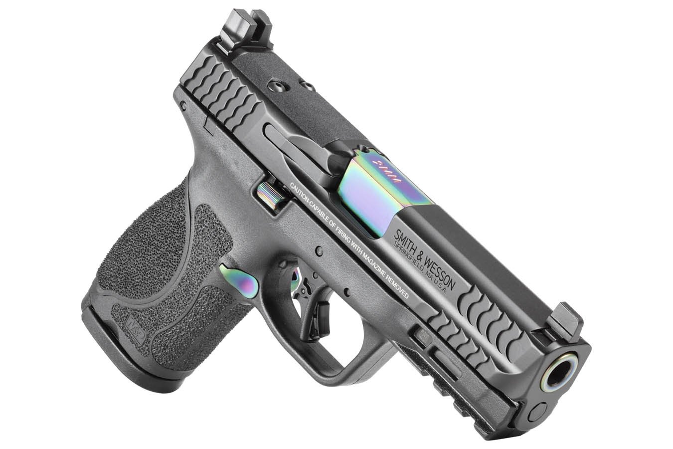 SMITH AND WESSON M&P9 M2.0 Compact 9mm Optic Ready Pistol with Turquoise PVD Coated Barrel and Controls