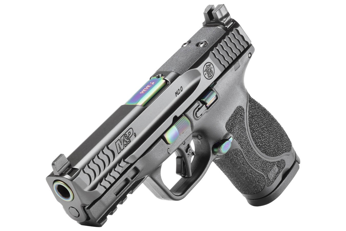 SMITH AND WESSON M&P9 M2.0 Compact 9mm Optic Ready Pistol with Turquoise PVD Coated Barrel and Controls
