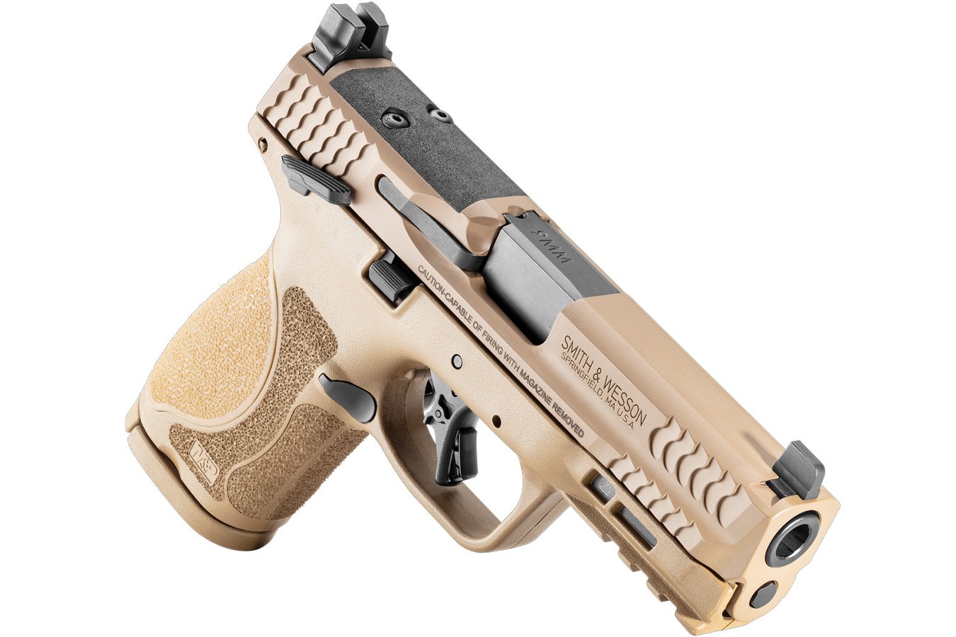 SMITH AND WESSON M&P9 M2.0 Compact 9mm Optic Ready FDE Pistol with Five Magazines and Savior Range Bag