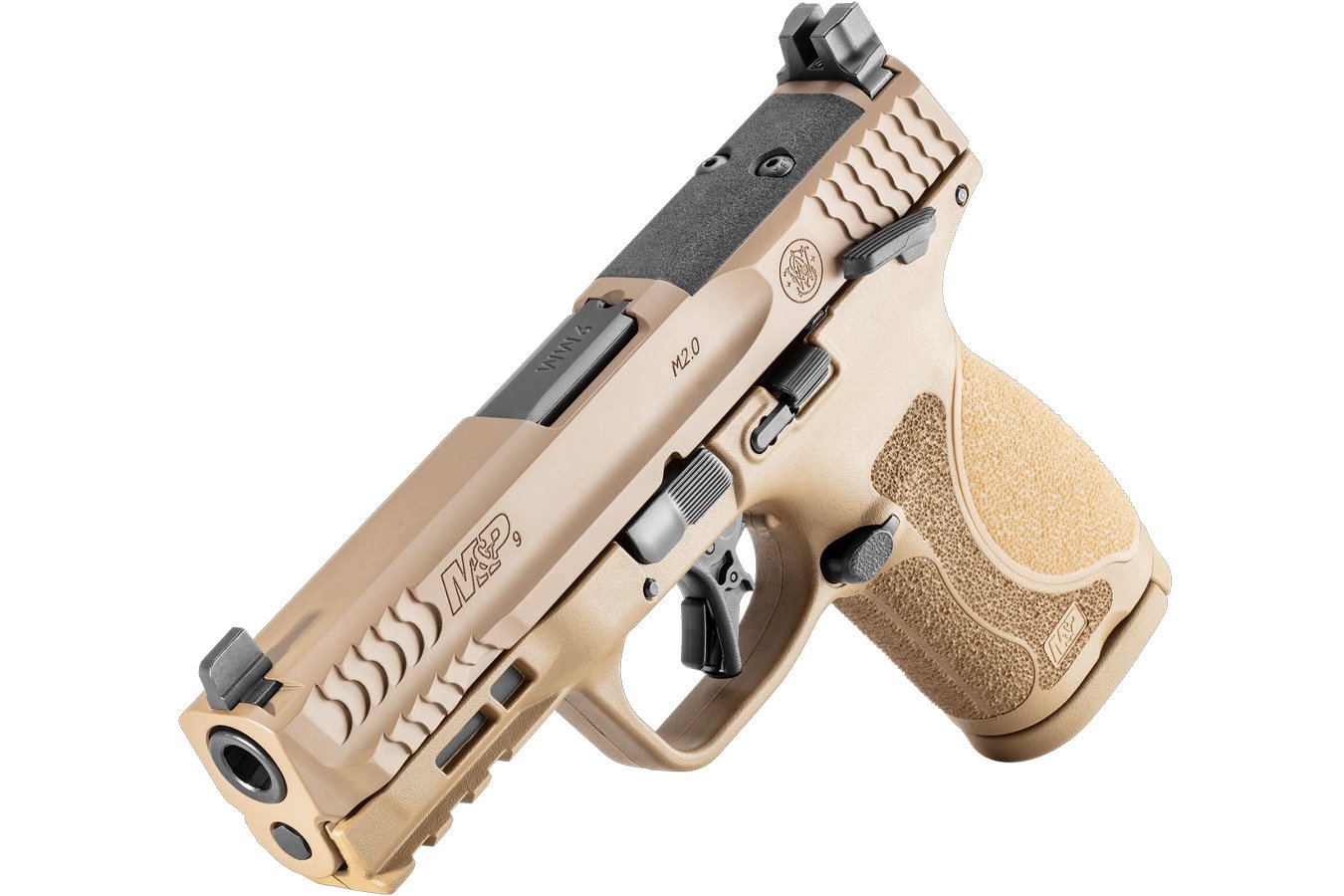SMITH AND WESSON M&P9 M2.0 Compact 9mm Optic Ready FDE Pistol with Five Magazines and Savior Range Bag