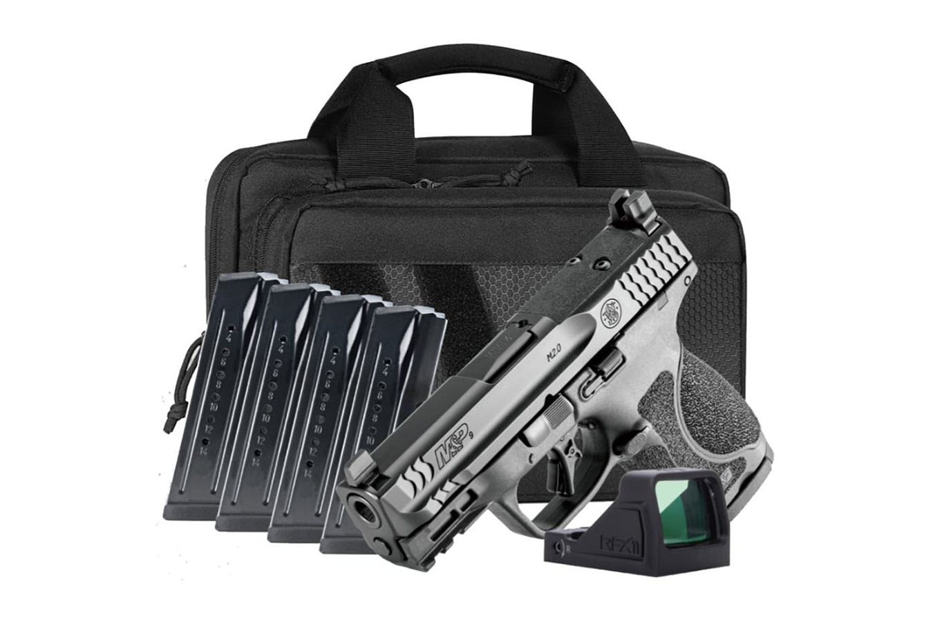 Smith & Wesson MP9 M2.0 Compact Optic Ready 9mm Package with Viridian RFX-11 Green Dot, Five Mags and Savior Bag
