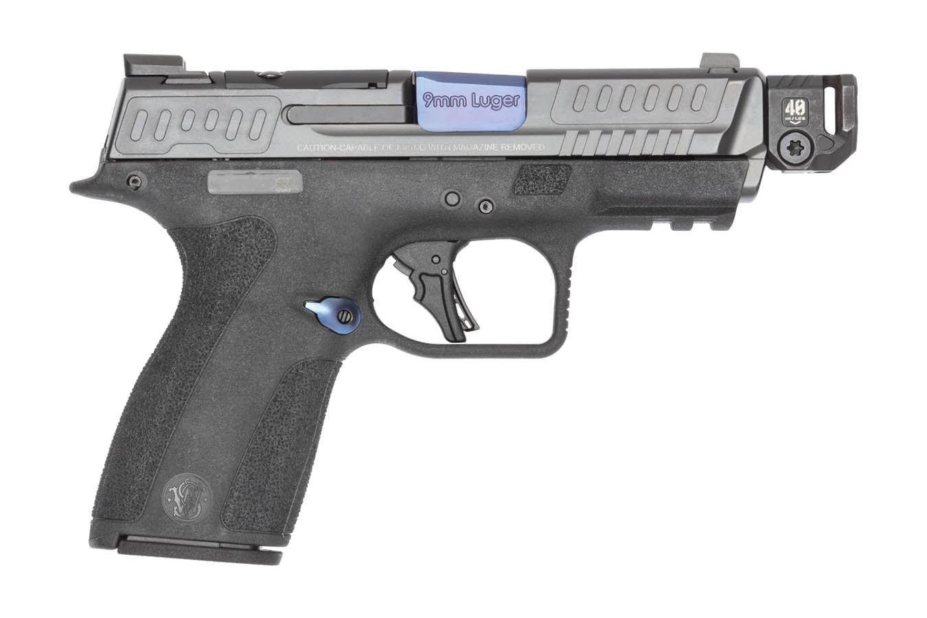 SMITH AND WESSON MP Shield X Performance Center 9mm Optic Ready Pistol with Bue PVD Controls and Compensator