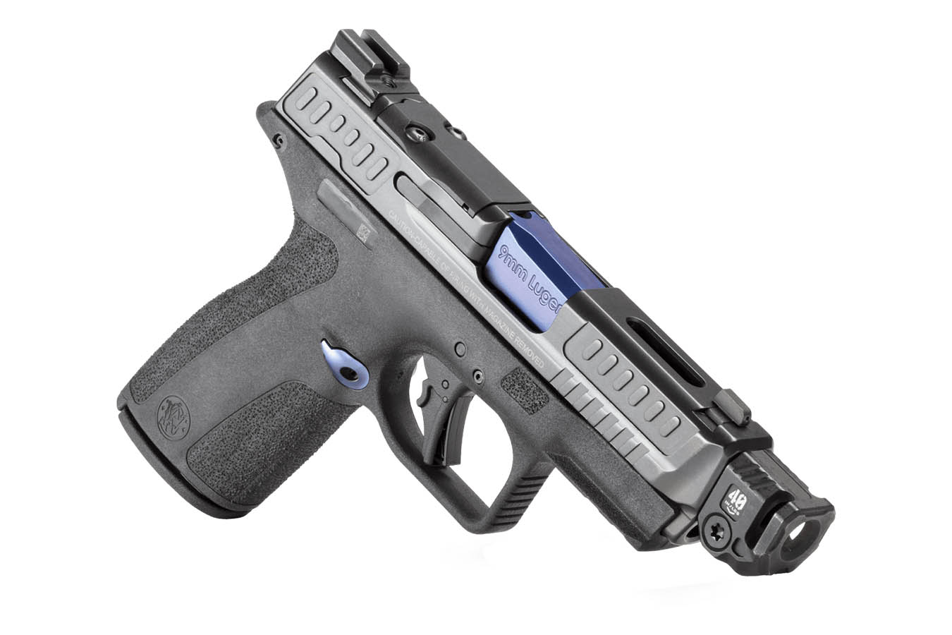 SMITH AND WESSON MP Shield X Performance Center 9mm Optic Ready Pistol with Bue PVD Controls and Compensator