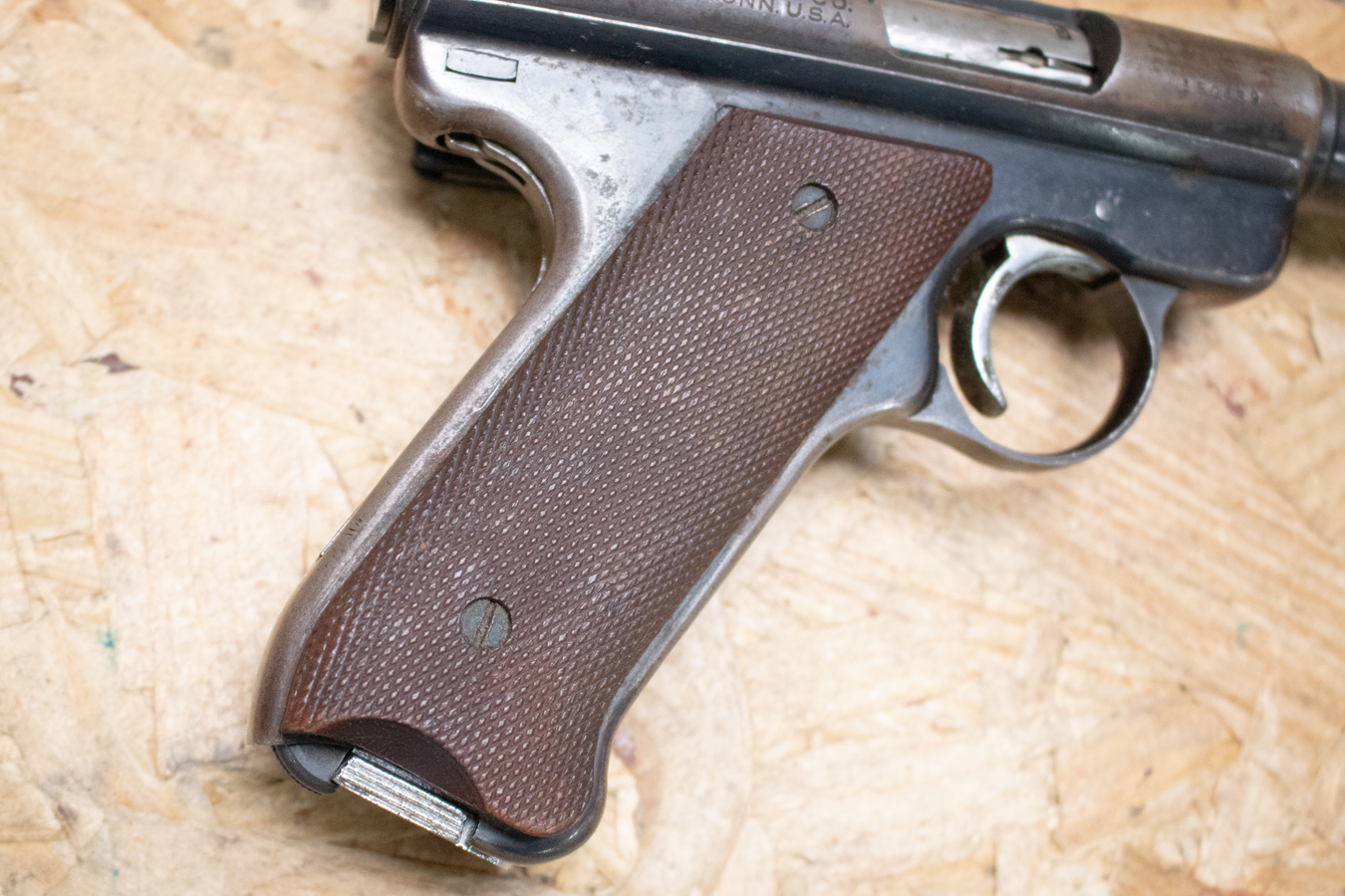 RUGER Mark I 22LR Police Trade-In Pistol with Contoured Wood Grips and Bull Barrel