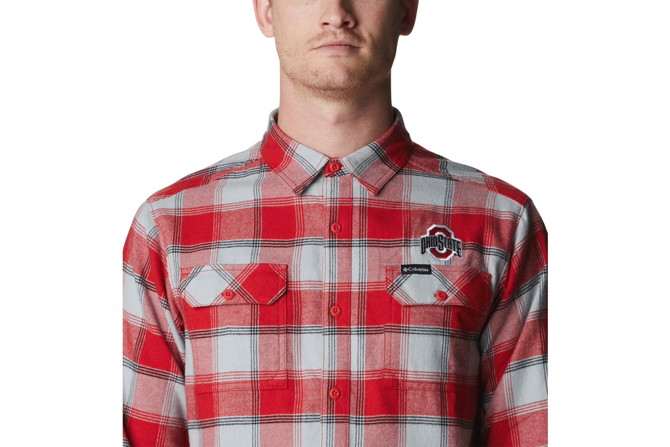Columbia Men`s Collegiate Flare Gun Flannel Long Sleeve Shirt OSU